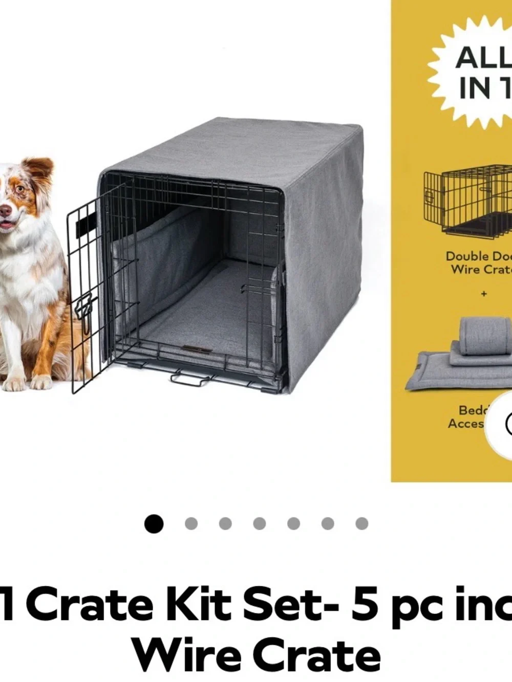 Gray Dog Crate Cover & Bedding Set - Plush Comfort for Pets